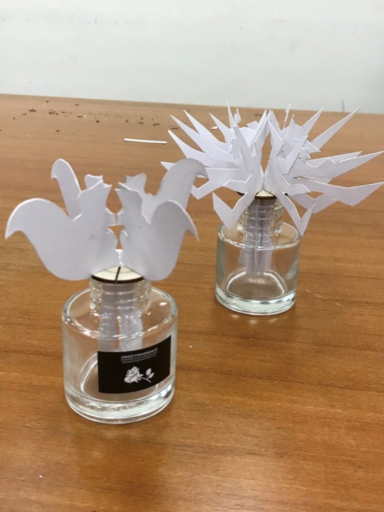 Handmade essential oil diffusers made by participants